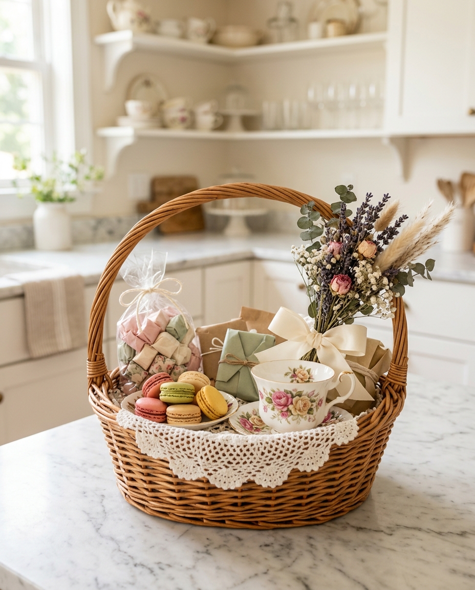 Shabby Chic Sweet Treats Basket — gift basket by Moorestown Basket Co.